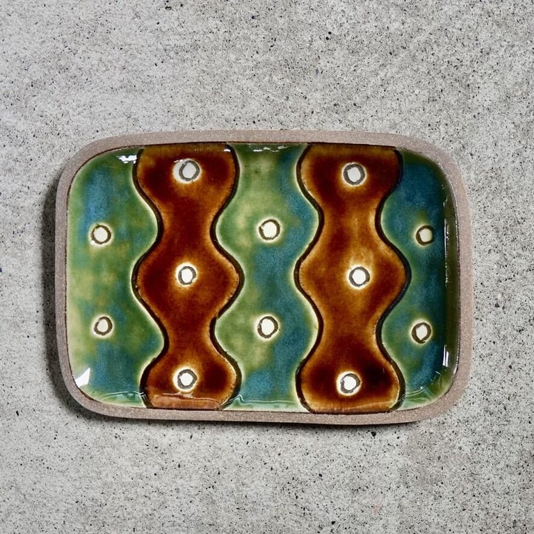 三彩ヘゴ / Rectangular Plate